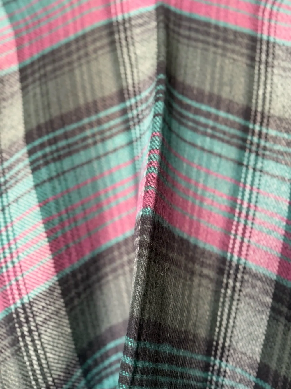 Reversible Plaid Turquoise & Purple Shawl